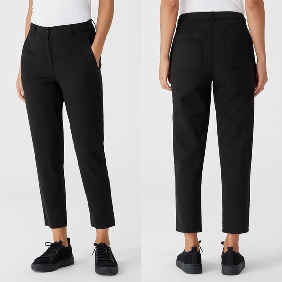 NWT Eileen Fisher Black High Waisted Cotton Hemp Tapered Ankle Pant Size 22 - Picture 1 of 11
